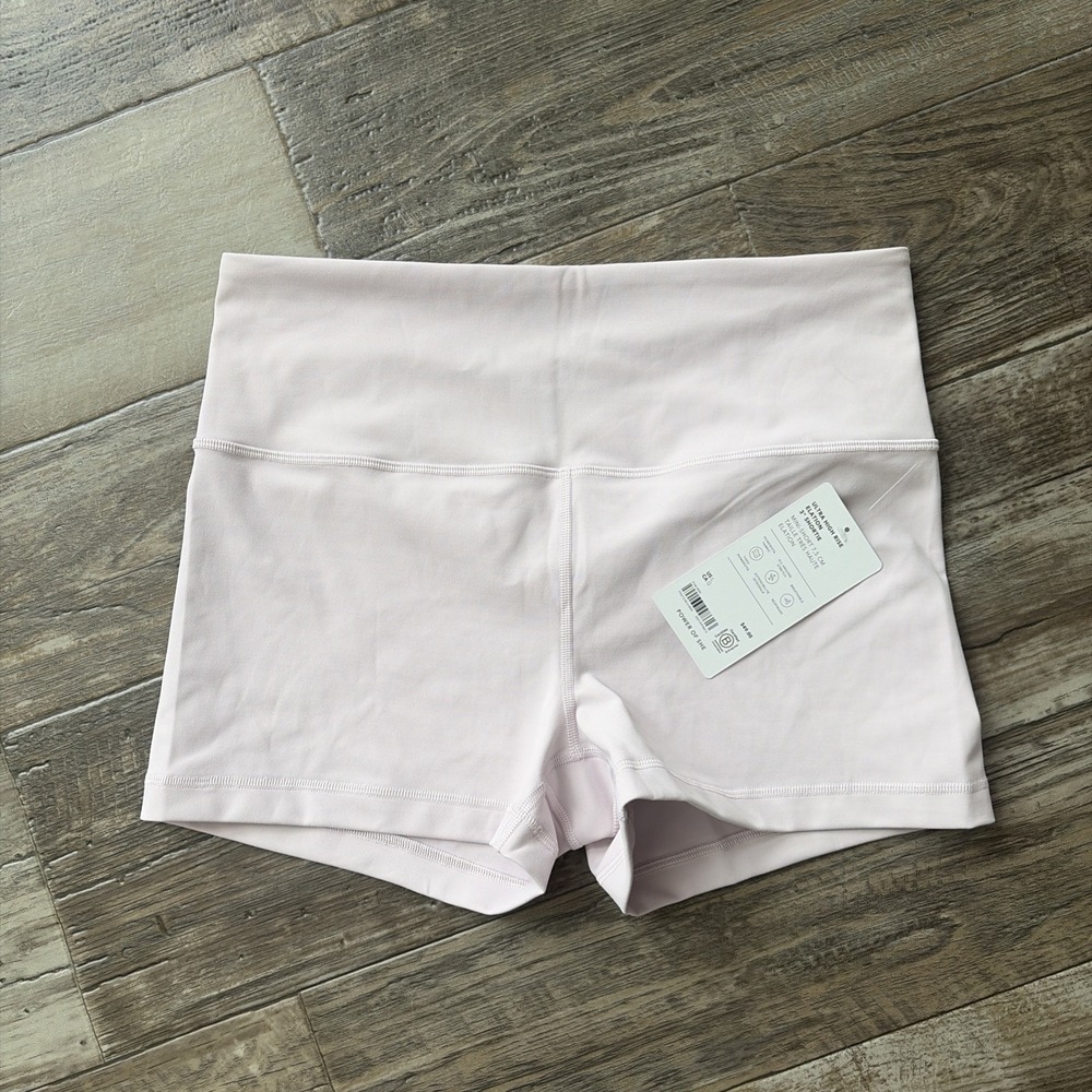 New Athleta L Elation Ultra‎ High Rise 3" Shortie Lilac Sky Pink Size Large